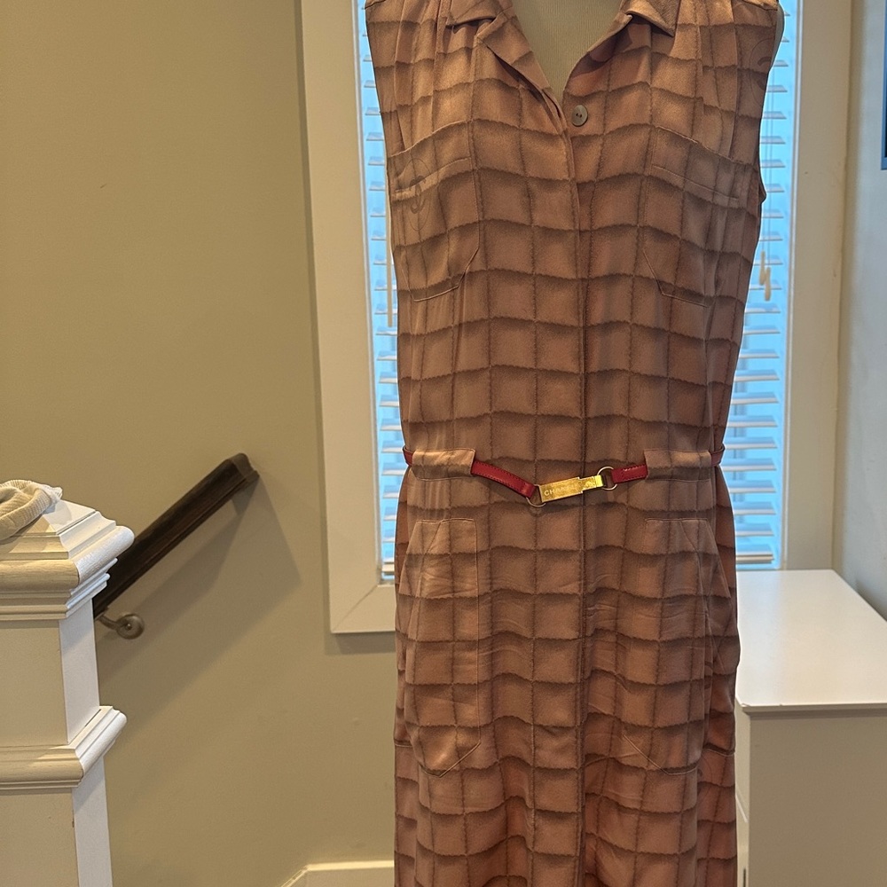 Vintage Chanel Pink Plaid Shirtdress sz 40 - Picture 6 of 14